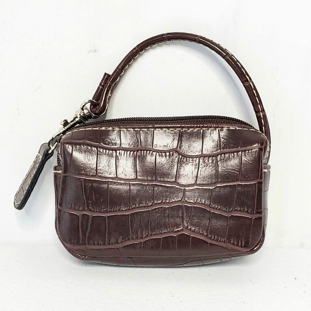 George Croc Embossed Faux Leather Zip Coin Pouch Wallet - Picture 2 of 9
